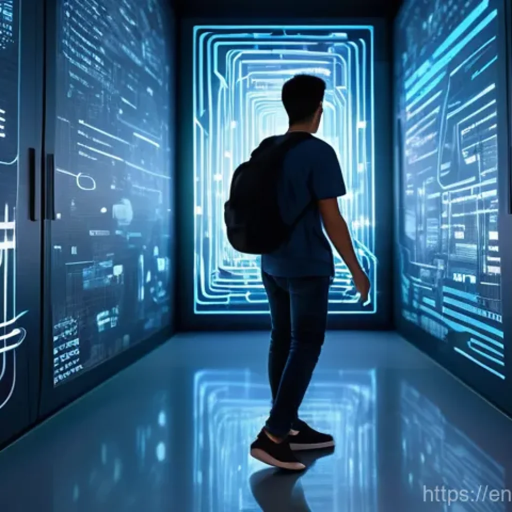 정보 다이어트법의 윤리적 문제 - **Algorithmic Influence: The Guided Path**
    A young adult, dressed in contemporary casual wear (j...