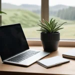 정보 다이어트법과 개인 브랜드 관리 - **Mindful Digital Creator in a Serene Space**
    "A wide shot of a person, mid-20s to early 30s, ge...