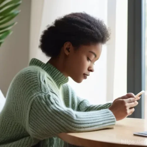 디지털 Detox와 정보 다이어트법 - A serene and thoughtful young woman, approximately 22 years old, with soft, natural hair, is gently ...